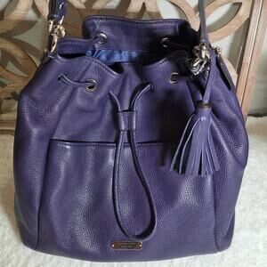 Coach Avery Leather Drawstring Handbag in Indigo Purple